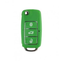 Carcasa cheie Topautochei&reg; pentru Jetta Golf Passat Beetle Polo Bora Shara verde, 3 butoane