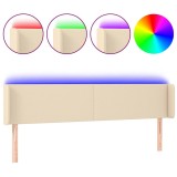 Cumpara ieftin Tablie de pat cu LED, crem, 163x16x78/88 cm, textil