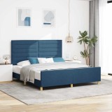 Cumpara ieftin Cadru de pat cu headboard albastru 180 x 200 cm tesatura