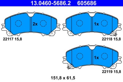 ATE 13.0460-5686.2 set placute frana,frana disc foto