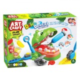 Set Plastilină Art Craft, Dino Dentist, Capacitate 280g, Multicolor, 6 Bucăți, Oem