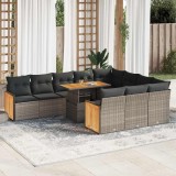 Gossi set canapele gradina perne 11 piese, gri, poliratan/lemn acacia