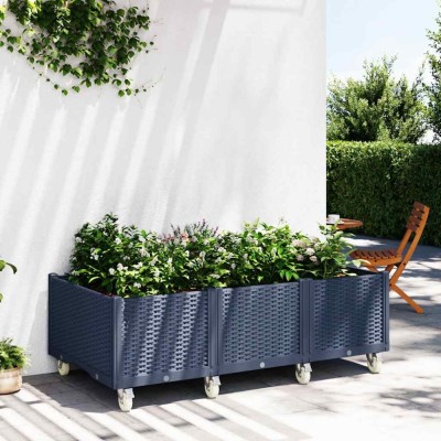 Gossi jardiniera de gradina cu picioare, albastru gri, 150x80x54 cm, pp foto