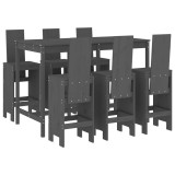 Cumpara ieftin Set bar de gradina, 7 piese, gri, lemn masiv de pin