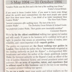 Anglia - Pliant turistic- The original London Walks, anii 90