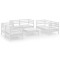 Set mobilier de gradina, 7 piese, alb, lemn masiv de pin