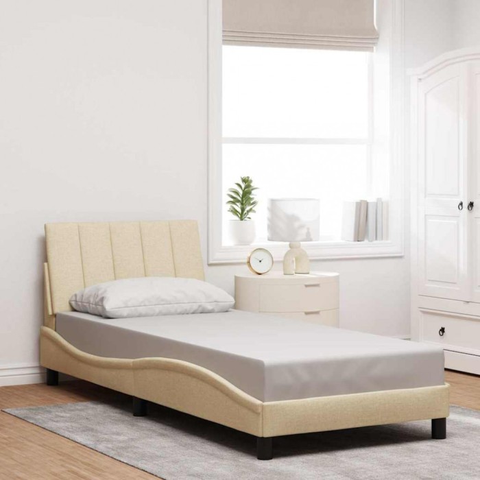 vidaXL Cadru de pat fără saltea Hanko cremă 90x200 cm țesătură 3310368