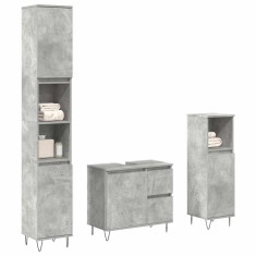 vidaXL Set mobilier de baie, 3 piese, gri beton, lemn compozit 3324956