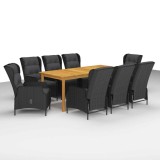 vidaXL Set mobilier de grădină, 9 piese, gri &icirc;nchis