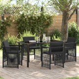 vidaXL Set de masă pentru grădină 5 pcs Negru Rattan poli