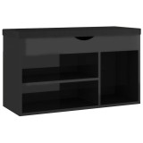 Cumpara ieftin Pantofar cu perna, negru extralucios 80x30x47cm, lemn prelucrat