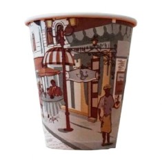 Set 100 Pahare din Carton 14 Oz (400 ml), Model City Life, Pahare pentru Bauturi Calde, Pahare pentru Bauturi Reci, Pahare de Cafea, Pahare pentru Caf foto