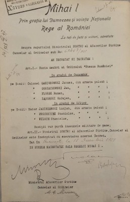 Brevet REGELE MIHAI I, MIRON CRISTEA, BUZDUGAN, DOCUMENT DE CANCELARIE, SEMNATURI ORIGINALE, CRIZA DINASTICA - REGENTA, 1928 foto