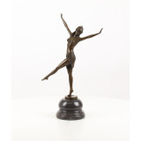 Dansatoare din Palmira-statueta Art Deco din bronz pe un soclu din marmura DC-3, Nuduri