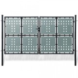 Poartă dublă neagră pentru gard 300 x 225 cm, vidaXL