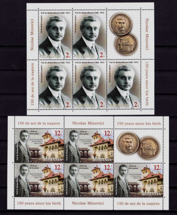 RO 2018 ,LP 2217b ,&quot;Nicolae Minovici, 150 ani nastere&quot;-mcoli de 5M+1 vinieta,MNH