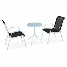 vidaXL Set mobilier bistro, 3 piese, negru, oțel