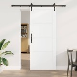 Ușa glisantă cu set hardware alb 86x211 cm din lemn masiv de pin