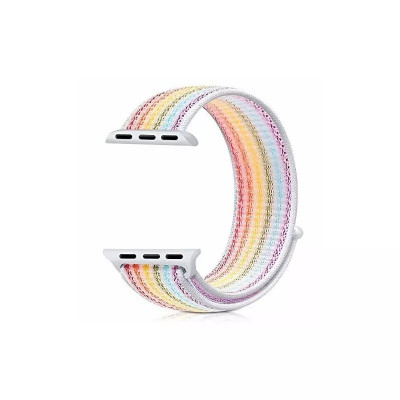 Curea compatibila Apple Watch, 42/44mm, nylon Rainbow foto