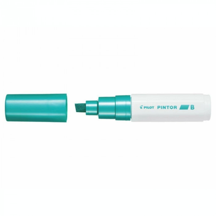 Marker cu vopsea Pilot Pintor 8.0 mm varf tesit Verde Metalizat