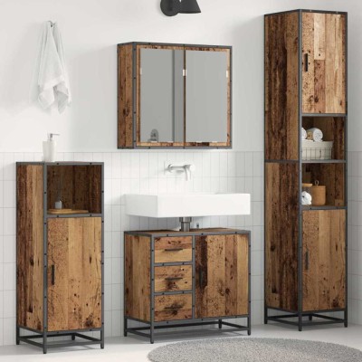 vidaXL Set de mobilier pentru baie 4 pcs Lemn vechi 65 x 33 x 60 cm 3402557 foto
