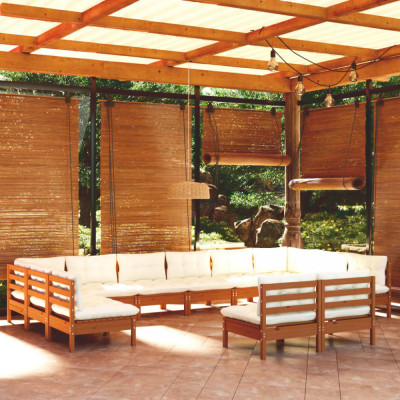 vidaXL Set mobilier grădină cu perne 12 piese maro miere lemn de pin foto