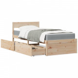 VidaXL Cadru de pat cu tăblie, 100x200 cm, lemn masiv pin