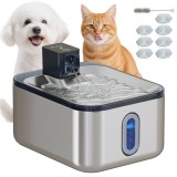 PawHut F&acirc;nt&acirc;nă Automată pentru Pisici 5L din Oțel Inoxidabil, Silențioasă, Filtru 3 Etape, &Icirc;ncărcător USB, Argintiu | Aosom Romania