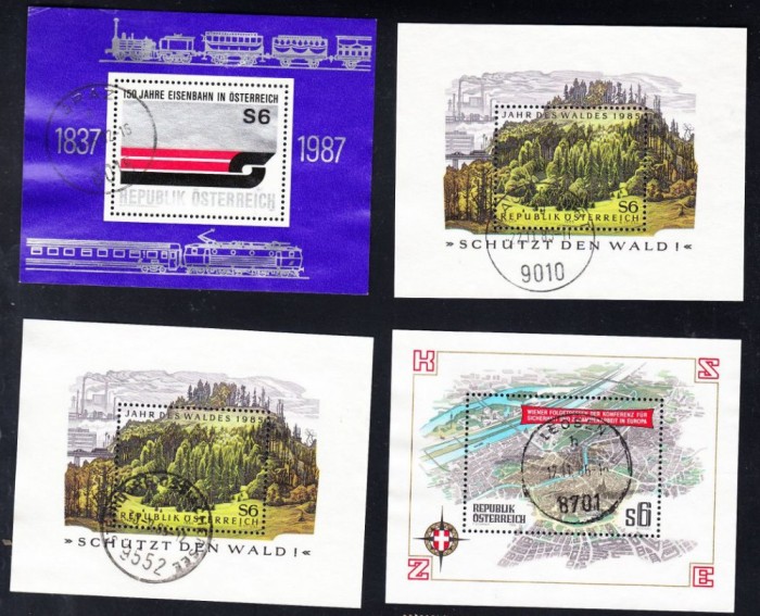 AUSTRIA 1983-1987 8 COLITE STAMPILATE