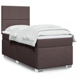 Cumpara ieftin Pat box spring cu saltea, maro &icirc;nchis, 80x200 cm, textil