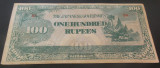 Bancnota OCUPATIE JAPONEZA IN BURMA - 100 RUPII, anul 1944 *cod 412