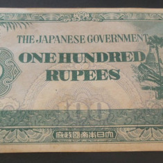 Bancnota OCUPATIE JAPONEZA IN BURMA - 100 RUPII, anul 1944 *cod 412