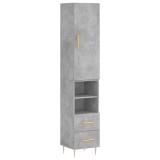 Cumpara ieftin Dulap inalt, gri beton, 34,5x34x180 cm, lemn prelucrat