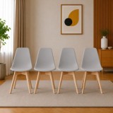Set 4 scaune bucatarie si living Artool Kito gri cu picioare din lemn