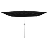 Cumpara ieftin Umbra de grădină pătrată cu lumini LED, 295x245 cm, Negru