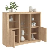 vidaXL Servantă cu lumini LED, 3 buc., stejar sonoma, lemn prelucrat 3209123