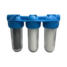 Filtru Roval de Apa 10&rdquo; cu 3 Cartuse Filtrante, Nylon, Polipropilena si Carbune Activ