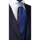 Cumpara ieftin Cravata Matase Naturala Bleumarin/Bleu, Nod Contrast Bleu/Albastru, 148cm, Made in Italy, Cutie Cadou