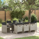 vidaXL Set de masă pentru grădină 9 pcs Gri deschis poliratan 3380612