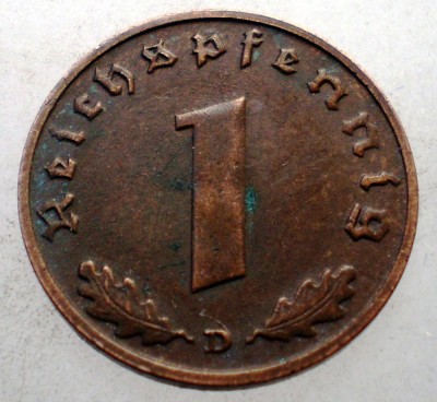 2.563 GERMANIA WWII 1 REICHSPFENNIG 1939 D foto