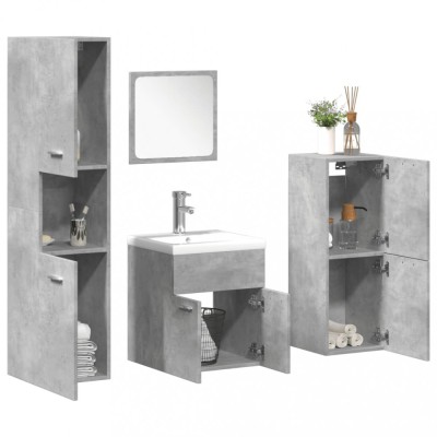 vidaXL Set mobilier de baie, 5 piese, gri beton, lemn prelucrat 3324876 foto