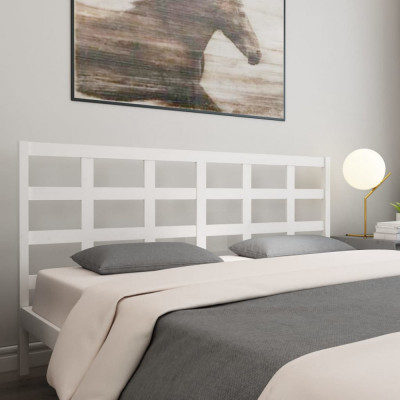 vidaXL Tăblie de pat, alb, 185,5x4x100 cm, lemn masiv de pin foto