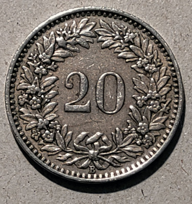 Moneda 20 rappen Elvetia - 1953 foto