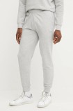 Puma pantaloni de trening din bumbac barbati, culoarea gri, neted, 684729
