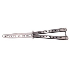 Briceag de antrenament IdeallStore&reg;, model fluture, Silver Distortion, otel, 22.5 cm, argintiu