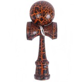 Kendama X Originala, Profesionala, Cyrax, Kendama Cracked, din Lemn &ndash; 18 cm, Crack Negru/Portocaliu