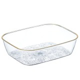 Tava decorativa eleganta Pufo Shine pentru servire aperitive, prajituri, fructe, 26 x 18 cm