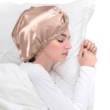 Boneta de Somn din Satin, Culoare Roz Auriu, pentru Par Scurt si Mediu, CMCLASS