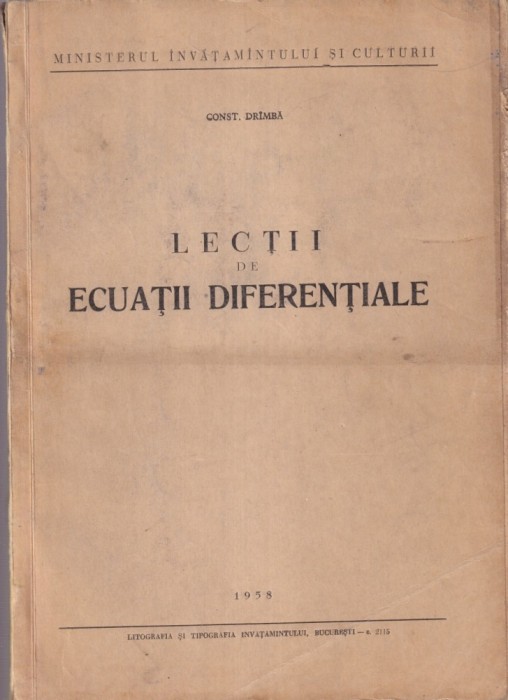 Const. Drimba - Lectii de ecuatii diferentiale