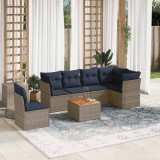 vidaXL Set canapele de grădină cu perne, 7 piese, gri, poliratan 3255998